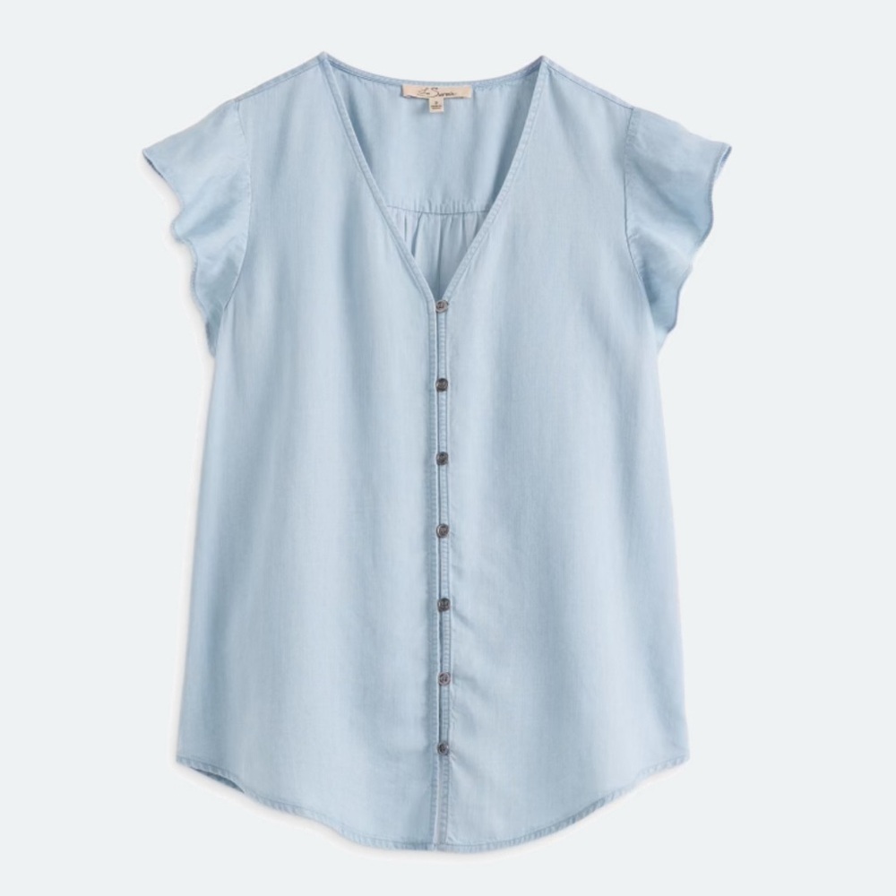 Sky Blue Button-Down Blouse